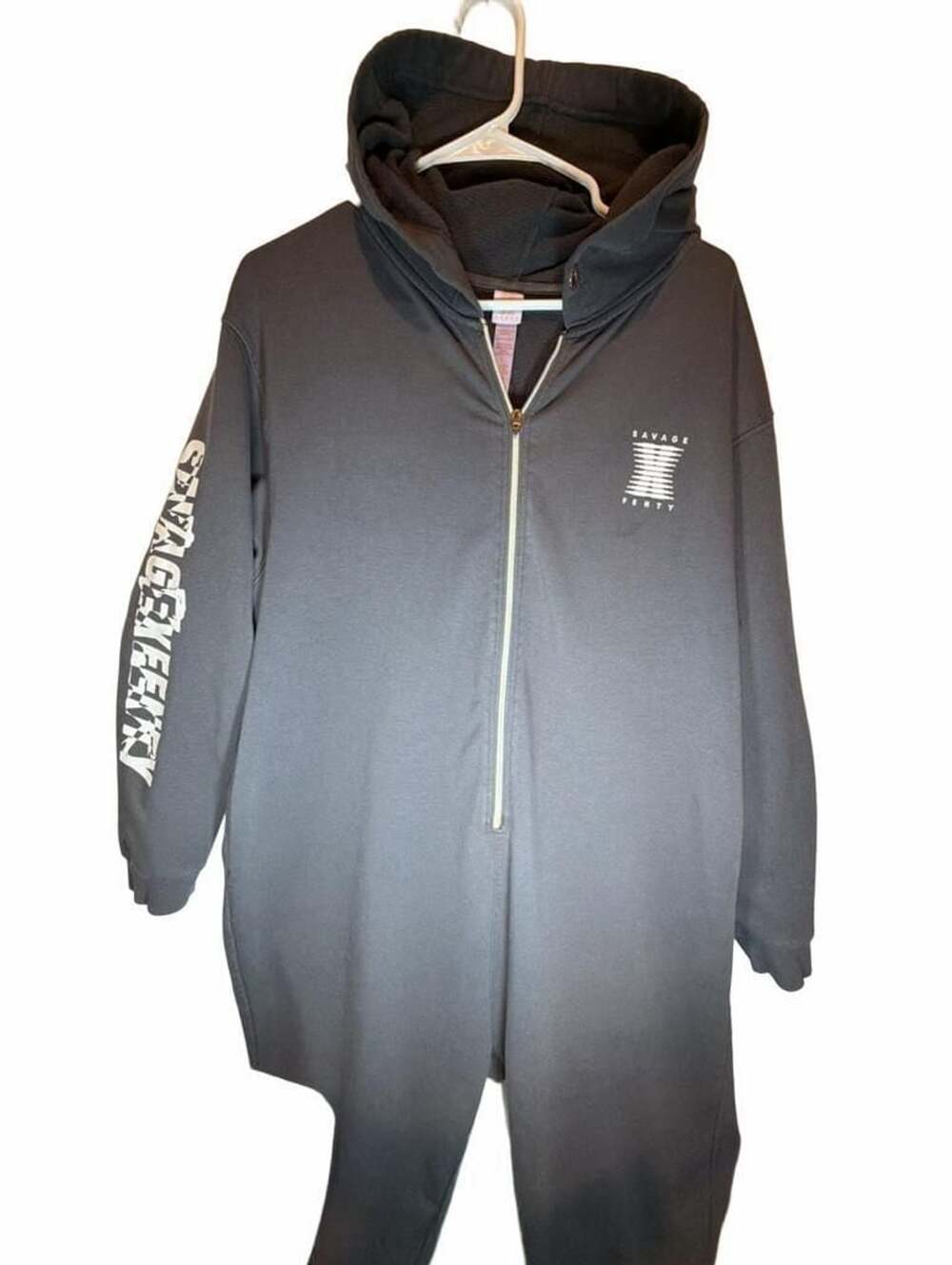 Savage X Fenty Hooded Jumpsuit Forged Iron Sweatshirt Romper